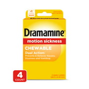 Dramamine Motion Sickness Chewable, Orange flavored, 4 Count