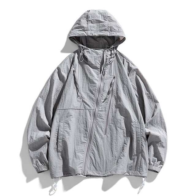RXIRUCGD Costume de Protection Solaire pour Hommes Veste Décontractée à Manches Longues avec Capuche, Gris, Taille : m