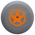 thumbnail image 2 of US Made SpareCover® Brawny Series Punk'n Orange Jeep Freedom Star on Heavy Jet-Black Luxury Vinyl Tire Cover - Jet Black Trim Rear view Cam Ready replaces 82215434, 2 of 7
