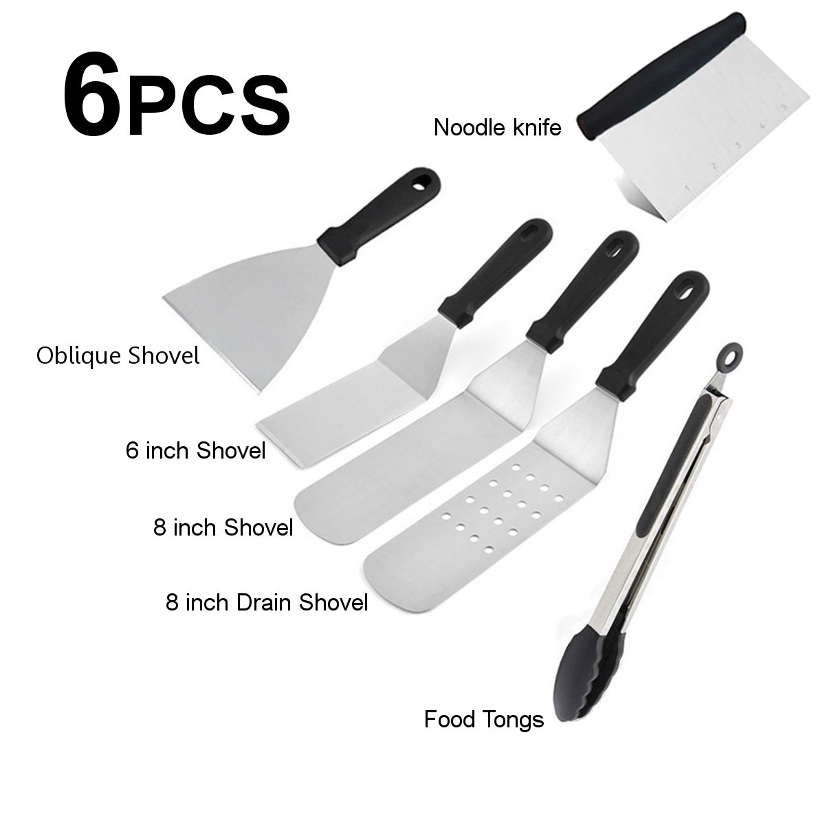 6PCS BBQ Grilling Accessories Stainless Steel Barbecue Tools Kit,  Grill Utensil Tools Set BBQ Grill Tools Set for Backyard Party, Tailgating, Camping - image 3 of 5