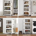 thumbnail image 6 of Broview 30Gal Large Stackable Storage Bins with Lid & Doors, 120QT Folding Closet Organizers with 4x Wheels, Plastic Containers With Drawers, Collapsible Cabinets Boxes for Home, 1Pack White, V8, 6 of 8
