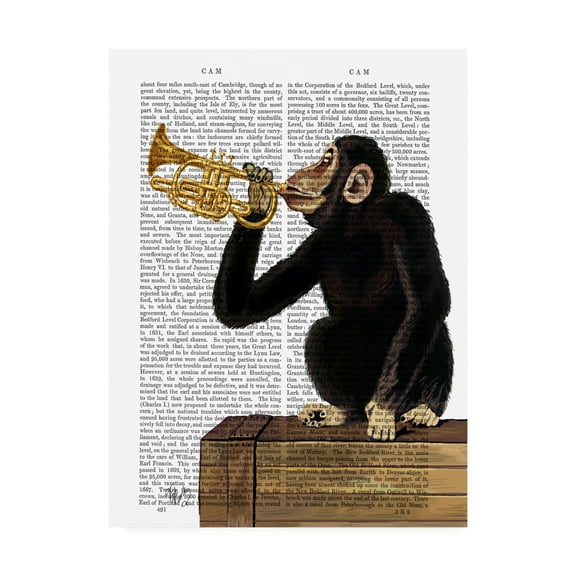 Trademark Fine Art 'Monkey Playing Trumpet' Canvas Art by Fab Funky