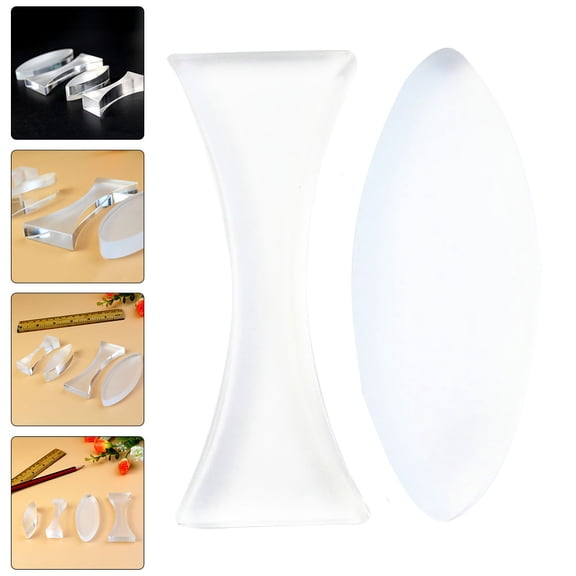 2pcs Transparent Optical Lens Set Concave and Convex for Physics Teaching