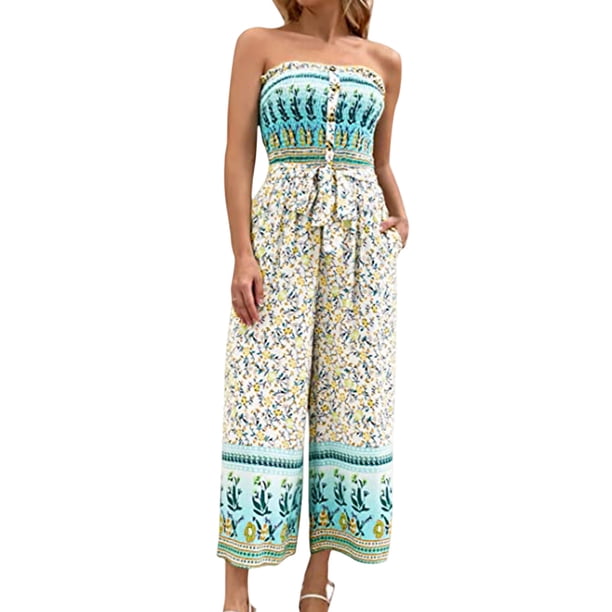 Gibobby Mono Bombachos Mono con cinturón y bolsillos para mujer(Blanco, XXL)