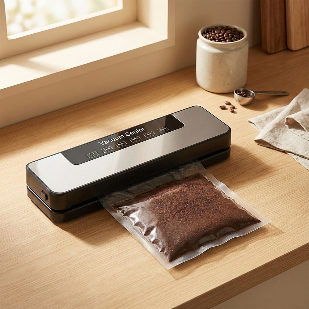 Vacuum Sealer Machine 65kPa Suction, Automatic Food Sealer with External Hose, Dry & Wet Modes, 30cm Sealing Width, Includes 50 Bags and External Hose (110V US Plug)