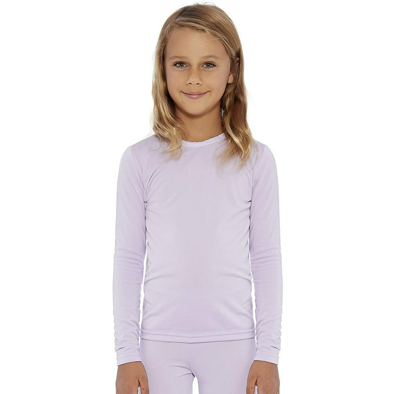 Rocky Kids Thermal Underwear Shirt for Girls Base Layer Long Johns,  Lavender XS 