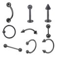 thumbnail image 2 of 9Pcs Belly Button Rings Navel Piercing Rings Body Piercing Jewelery Rings for Black, 2 of 9