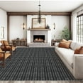 thumbnail image 2 of Hasoo 8x10 Rugs for Living Room Washable Modern Rugs Solid Imitation Braided Print Non Slip Indoor Carpet Bedroom Decor, Black, 2 of 6