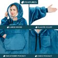 thumbnail image 3 of PAVILIA Blanket Hoodie for Women Teal, Sherpa Wearable Blanket Men, Cozy Oversized Sweatshirt Blanket, Warm Fleece Hooded Blanket Sweater with Sleeves and Giant Pocket, Teal Blue, 3 of 9