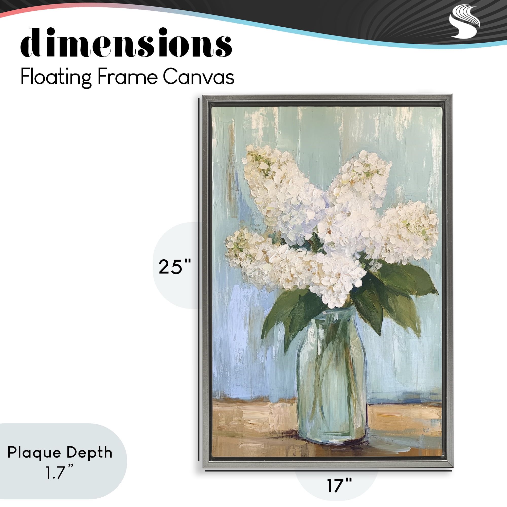 Stupell Industries Tall Flowers in Glass Vase Gray Framed Floater Canvas Wall Art, design by Petal Prints Design