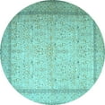 thumbnail image 1 of Ahgly Company Indoor Round Persian Light Blue Traditional Area Rugs, 4' Round, 1 of 4