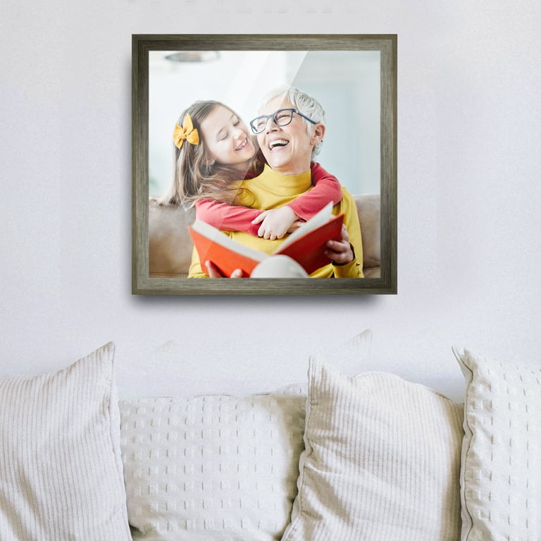 30x30 Frame Silver Real Wood Picture Frame Width 1 inches, Interior Frame  Depth 0.75 inches