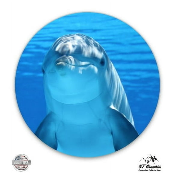 Real Dolphin Image - 3" Vinyl Sticker - For Car Laptop I-Pad Phone Helmet Hard Hat - Waterproof Decal
