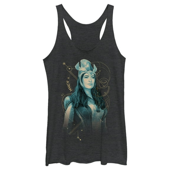 Women's Marvel Eternals Ajak Racerback Tank Top Black Heather 2X Large
