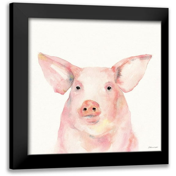 Marrott, Stephanie 12x12 Black Modern Framed Museum Art Print Titled - On The Farm Pig