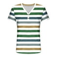 thumbnail image 6 of ZQUUVOU Womens 2025 T-Shirts V-Neck Button Stripe Short Sleeved Shirt V-Neck Tops(Green,M), 6 of 7