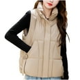 thumbnail image 3 of Womens Winter Coats Puffer Jacket Womens Womens Solid Color Sleeveless And Checkered Short Sleeveless Cotton Jacket, 3 of 9
