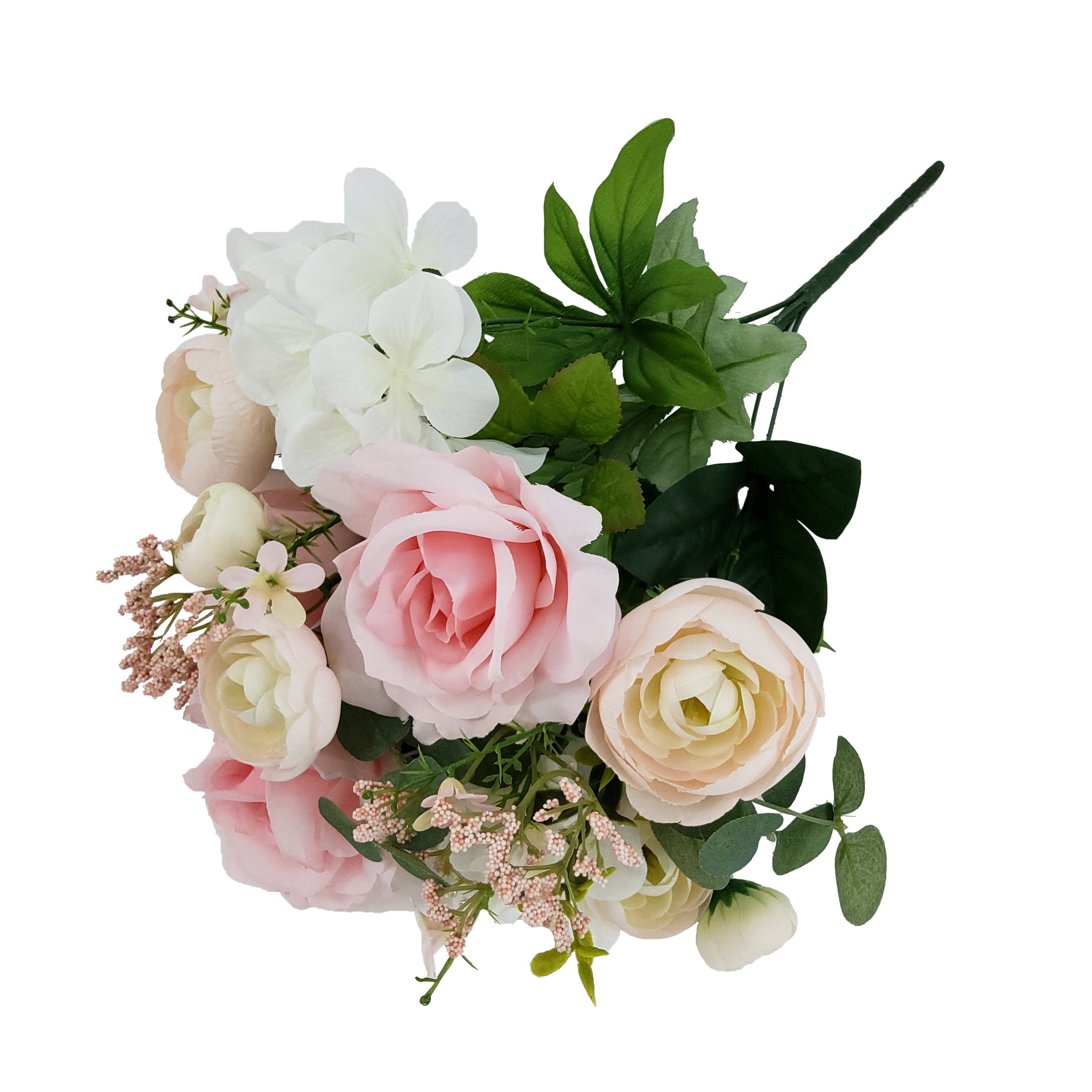 Mainstays 19.5 inch Artificial Rose Hydrangea Bouquet, Color Pink