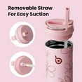 thumbnail image 5 of BOTTLE BOTTLE Insulated Water Bottle 24oz with Straw Lid and Handle for Sports Travel Gym Stainless Steel Water Bottles Double-Wall Vacuum Metal Leak Proof BPA-Free Light pink flower, 5 of 7