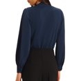 thumbnail image 3 of INSPIRE CHIC Women's Button Down Bodysuit Long Sleeve V Neck Classic Business Work Shirt Top S Peacock Blue, 3 of 4