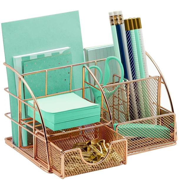 gold mesh desk organizer