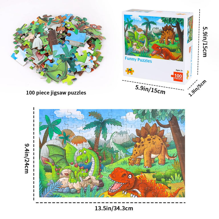 SUNNYPIG Dinosaur Jigsaw Puzzles for Kids Puzzles for 3 4 5 Year Olds Boy  Toys,Dinosaur Toys for Boys, 100 Piece Jigsaw Puzzles for Children Kids  Dinasour Gift for Boys Girls Age 3