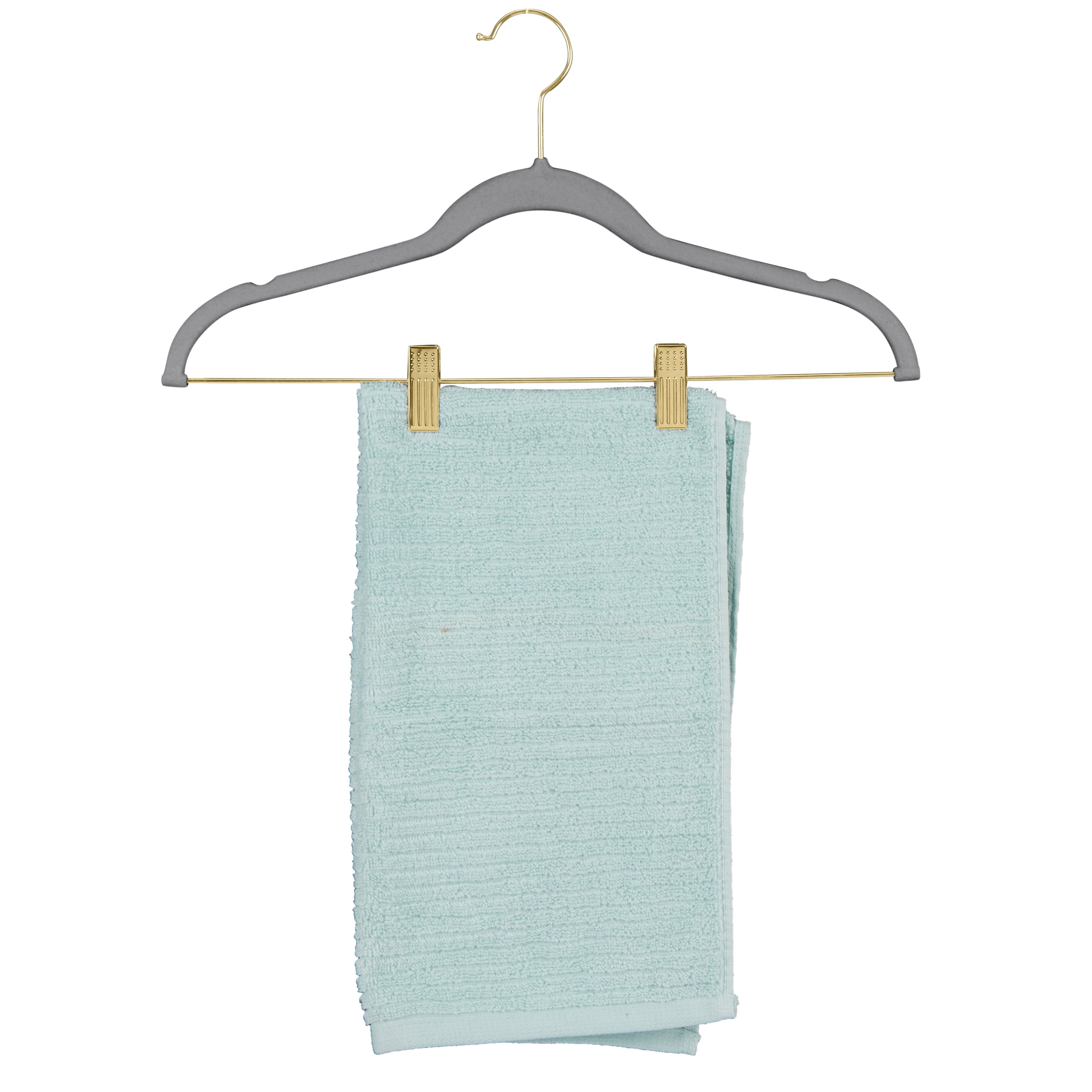 Simplify 6 Pack Velvet Hangers with Clips in Grey