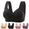 thumbnail image 2 of VISALY front snap bra Cotton bralettes for women, Shaped Cup Front Buckle Middle-Aged and Elderly Underwear Printed Wide Shoulder, Panties and bra sets Plus size strapless bras, #A Black,3XL, 2 of 10