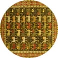 thumbnail image 1 of Ahgly Company Machine Washable Indoor Round Oriental Yellow Industrial Area Rugs, 3' Round, 1 of 4