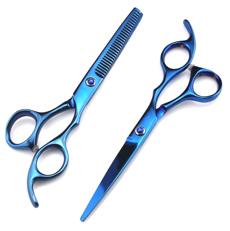 Kapmore 2 Pairs 6in Hair Scissors Professional Haircut Shears Haircut Scissors for Home, Blue