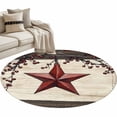 thumbnail image 2 of Texas Star Red Round Area Rug 4ft, Farmhouse Berry Wooden Vintage Washable Non-Slip Circle Rugs for Bedroom Living Room Kitchen, Soft Non Shedding Circle Carpet for Dining Room Dorm, 2 of 9