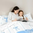 thumbnail image 5 of Castle Fairy Teens Boys Girls Bowknot Personalized Initial T 3-Piece Full Size Comforter Sets,Blue Geometric Stripes Bedding Comforter Set,Dreamy Princess Lightweight Bedding Sets, 5 of 8