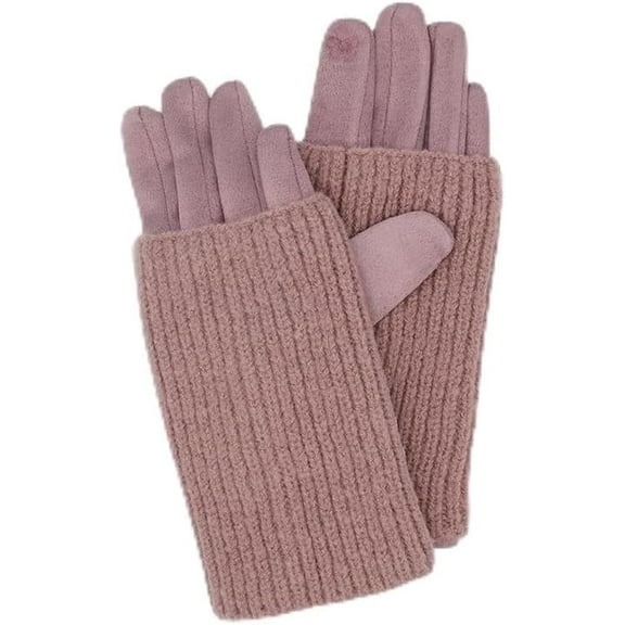 Jtbuh XLY 2-in-1 gloves with ribbed knit wrist guard, pink