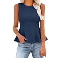 thumbnail image 3 of Peplum Tank Tops for Women Business Casual Sleeveless Tunic Blouses Dressy Summer Office Work Outfits( Navy, XL ), 3 of 7