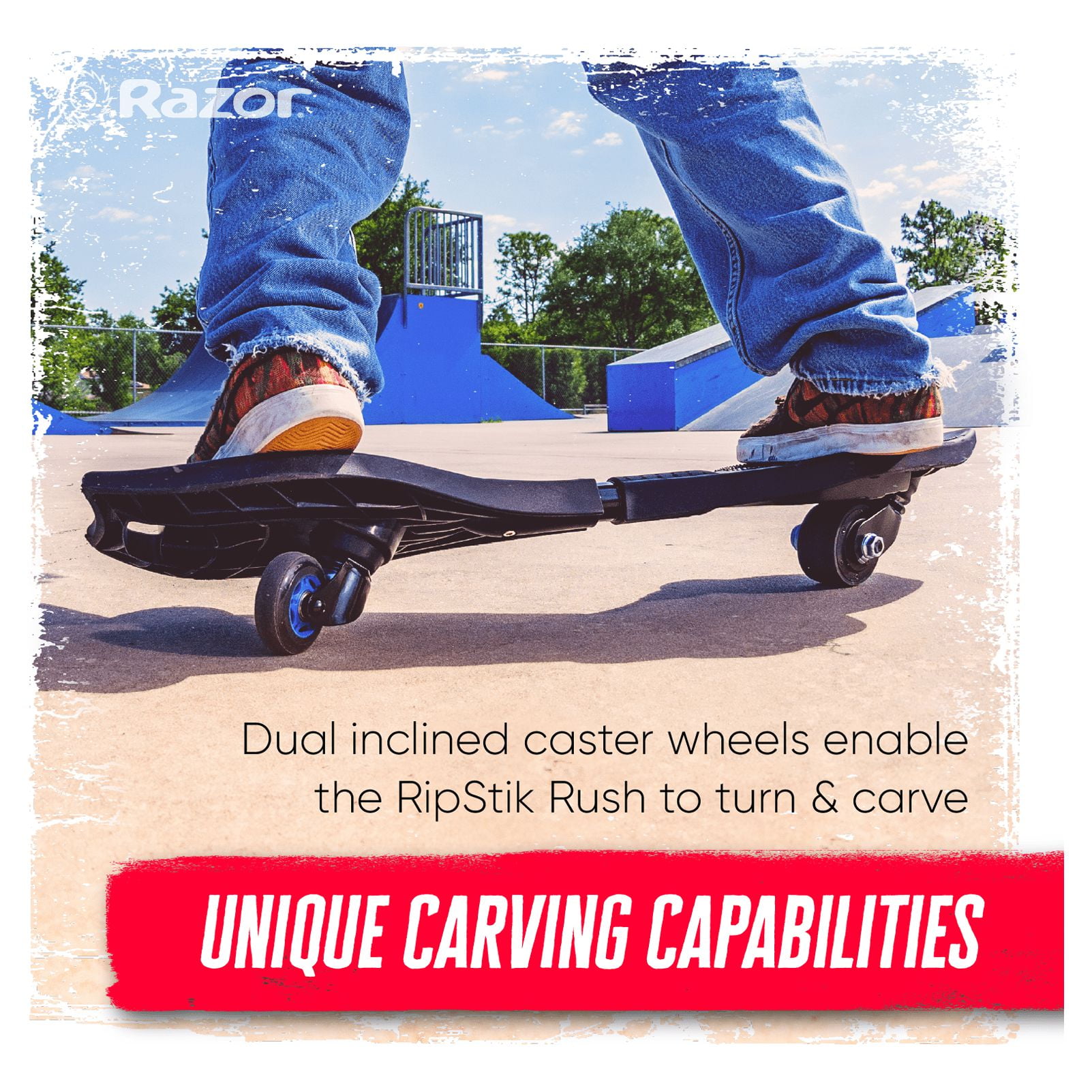Razor RipStik Rush Electric Caster Board Skateboard - Black, up to 10 mph, Wireless Remote Control