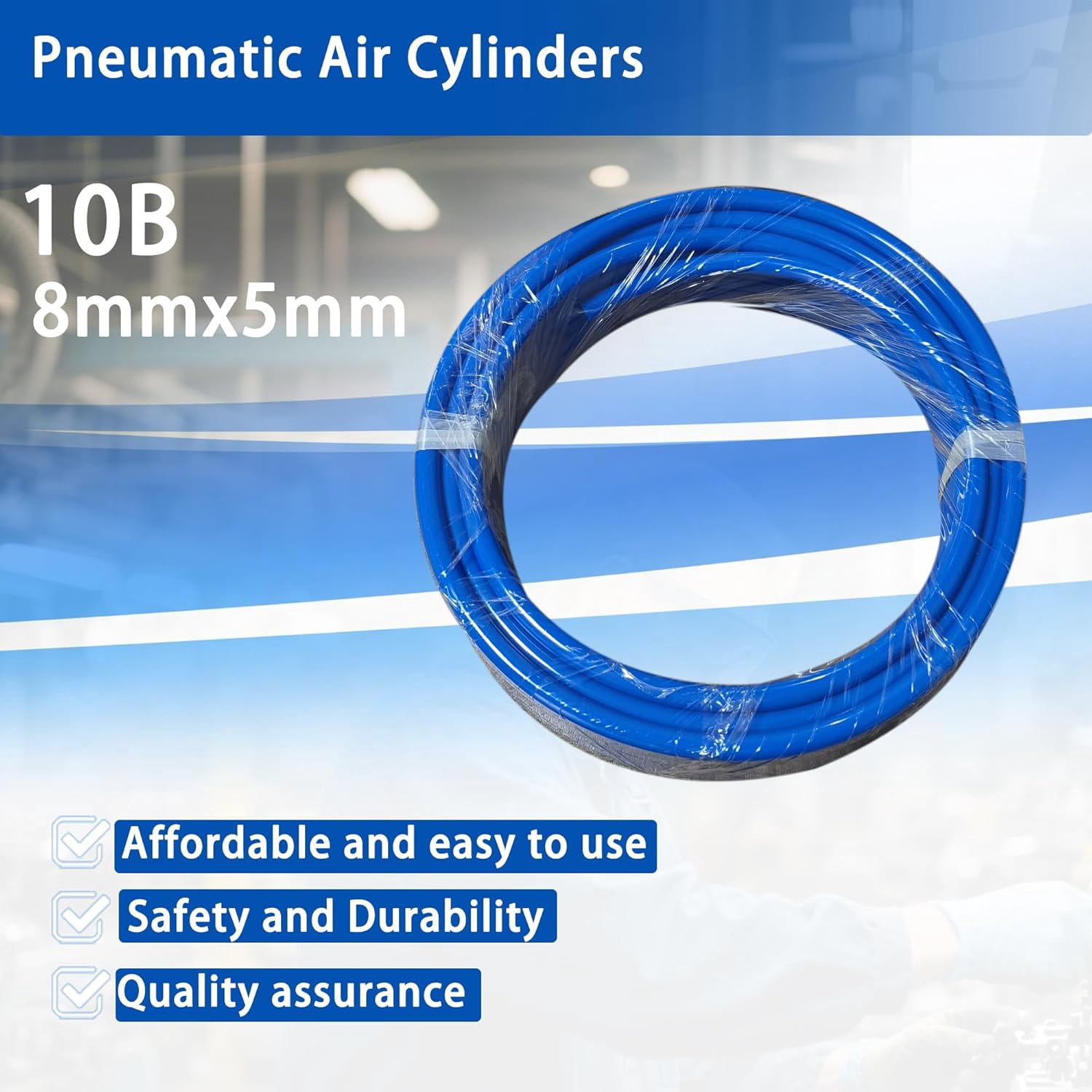 PNEUMATIC Blue 8mm OD 5mm ID Polyurethane PU Air Hose Pipe Tube 10 Meter 32.8ft for Air Line or Fluid Transfer Blue