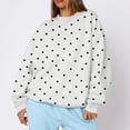 thumbnail image 4 of Bexdxz Women's Oversized Polka Dot Crewneck Sweatshirt, Soft Long Sleeve Pullover Top, Casual Y2K Fall Daily Wear Outfit White S, 4 of 6