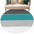 thumbnail image 2 of 7ft Washable Round Rug, Grey Blue Non-Slip Circle Area Rug for Living Room Dining Room, and White Striped Geometric Indoor Floor Mat for Home Decor, 2 of 9