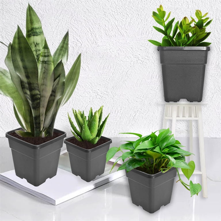 10-Pack Square Plastic Grow Pots - 1, 2, 3, Or 5 Gallon Size For Plants, Bonsai, Garden, & Herb Containers By Netuera