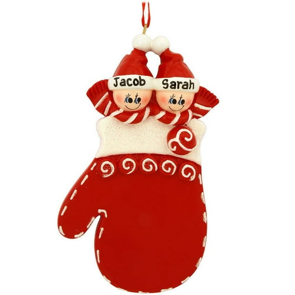 Mitten Family 2 Personalized Christmas Ornament DO-IT-YOURSELF
