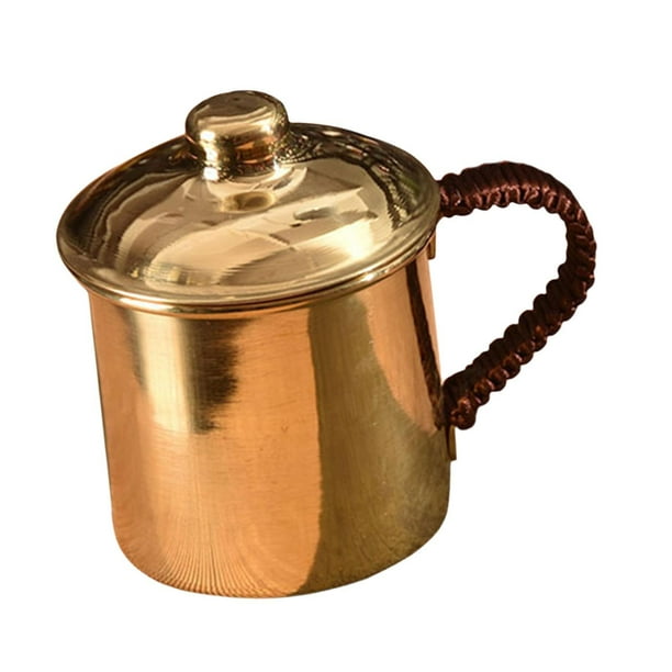 Taza de agua de cobre hecha a mano con asa, fácil de transportar, taza de té espesada para B