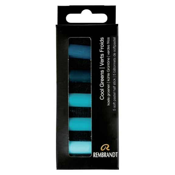 Rembrandt Soft Pastel Set, Half-Stick, 5-Colors, Cool Greens