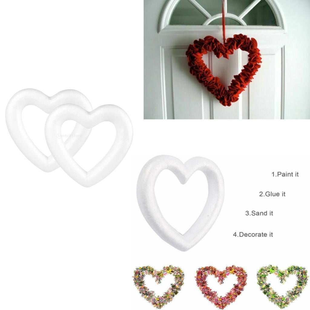 Foam Hearts - Hollow Shapes Wreath Crafts Ball Love Shaped, Customize w/  Flowers, Paint, Rope, Twine, Ribbon,, Embellishments - 2PCS/20CM 