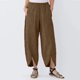 thumbnail image 2 of Gibobby pantalones holgados mujer Pantalones sueltos casuales de color sólido para mujer Pantalones rectos Pantalones de pana con bolsillo ancho bifurcado (Marrón, S), 2 of 5
