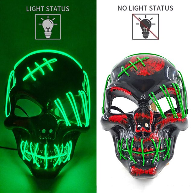 Máscara de alambre intermitente para Cosplay, disfraz Anonymous para baile brillante, Carnaval, fiesta, 10 opciones Qiuyongming unisex