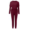 thumbnail image 5 of Ploknplq new years eve outfits women,lounge sets for women,workout sets for women,Home Two Piece Long Sleeve Blouse Long Pants Pajamas Casual Sets,christmas outfits for women,women outfits Wine XL, 5 of 7