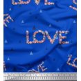 thumbnail image 1 of Soimoi Blue Rayon Fabric Triangle & Floral Love Text Printed Craft Fabric by the Yard 56 Inch Wide, 1 of 3