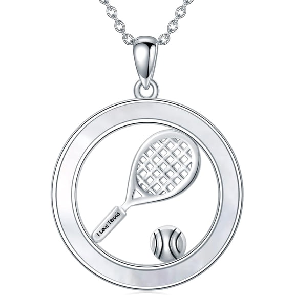Tennis Racket Pendant Necklace 925 Sterling Silver Sport Inspirational Jewelry Gifts for Tennis Lovers