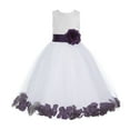 thumbnail image 2 of Ekidsbridal Girl Ballroom Flower Girl Dress - Lace Heart Cutout White Tulle with Petals 185T-A (Size: M-12), 2 of 3