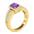 thumbnail image 3 of Mauli Jewels Rings for Women 2.77 Carat Diamond and Emerald Shaped Amethyst Ring Prong 10K Yellow Gold, 3 of 7